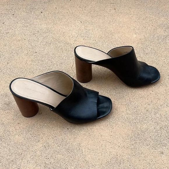 EUC Pour La Victoire Helena Side Peep Toe Chunky Block Heel Mule Sandals Sz 7.5 - Picture 3 of 14